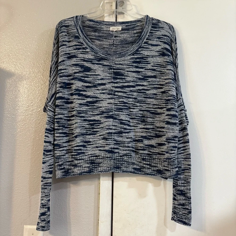 Silence+Noise Knit Sweater Oversized Blue Heather Comfy Medium Boxy